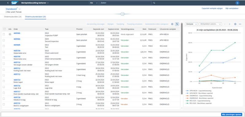 SAP RSH Planningssoftware - Capaciteit 